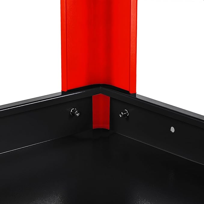 3-Tier Rolling Tool Cart with Pegboard, Heavy Duty Mechanic Utility Cart 1000LBS Load Capacity for Repair Shop, Garage, Warehouse & Workshop (Red & Black)