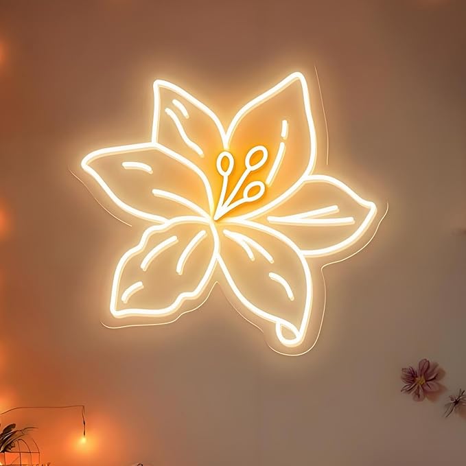 Lily Flower Neon Sign - Dimmable, Customizable Colors, Ideal Flower Neon Sign & Neon Signs for Wall Decor, Perfect for Healing Bedrooms, Nature-Inspired Studios, Plant Enthusiasts' Spaces, Great Gift for Boho & Nature Lovers