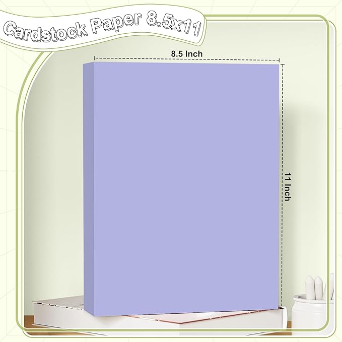 40 Sheets Cardstock 8.5x11, 65lb Light purple Card Stock, Construction Paper, 180gsm Thick Printer Paper for Printing, Painting, Card Making, Kids School Supplies,Party Decorations
