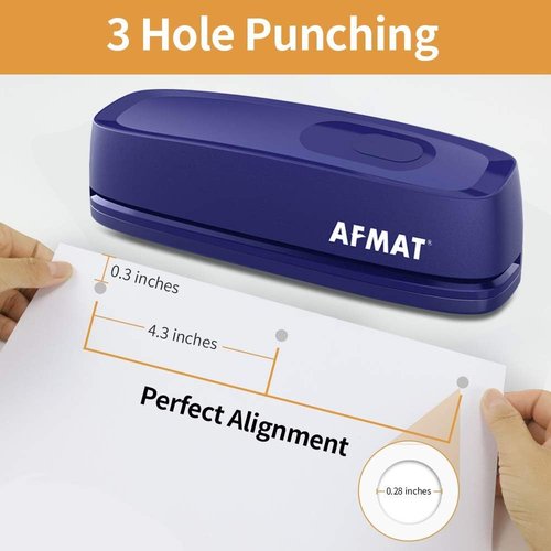 AFMAT Electric 3 Hole Punch - Effortless 20-Sheet Capacity | Heavy Duty, AC/Battery Operated, 9/32" Holes