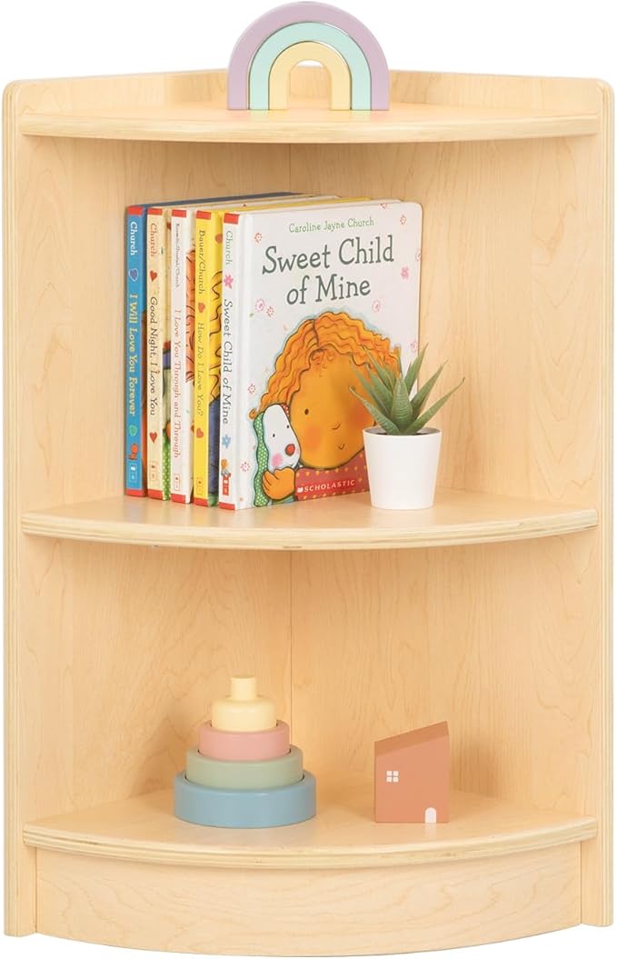 OOOK Wood Corner Cabinet, 2-Tier Toy Organizers and Storage, Montessori Shelf for Kids Room, Playroom, Nursery, Classroom, Kindergarten