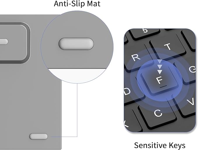 CZUR Rechargeable Bluetooth Keyboard with Touchpad, Portable Computer Keyboard with Trackpad, Wireless Ultra Slim Keyboard for PC/Laptop/Tablet/Phone, for Windows/Android/Mac/iOS