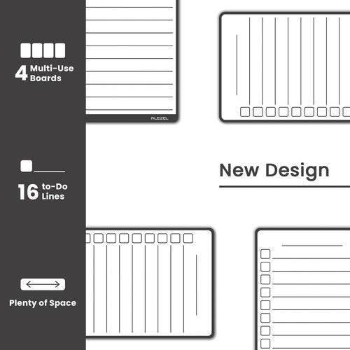 ALEZEL Magnetic To-Do List Whiteboard - Multifunctional Dry Erase Refrigerator Board | Set of 4 with Markers & Eraser