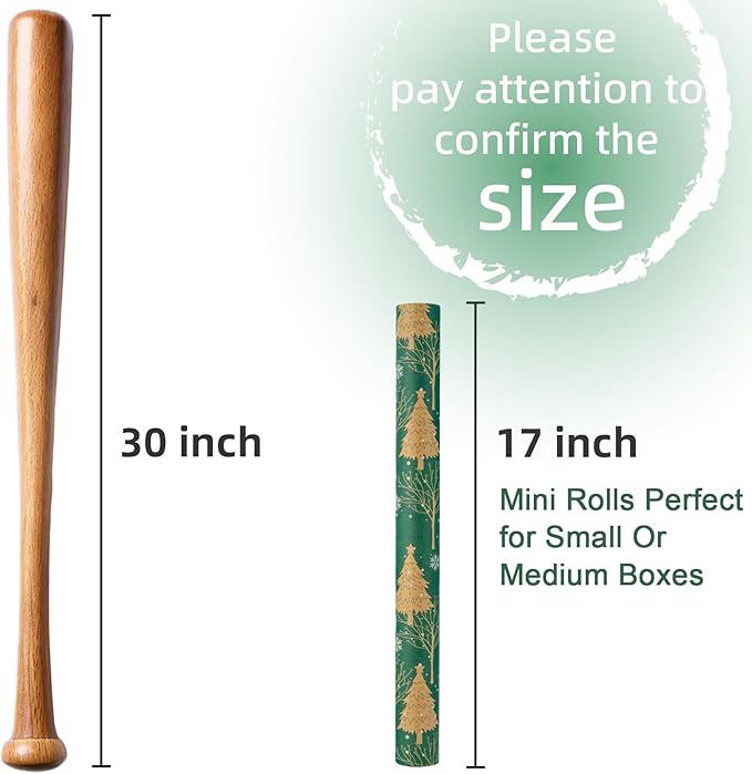 MAYPLUSS Green Kraft Christmas Wrapping Paper - 17Inch X 33Feet - Recyclable Festival Holiday Winter Woodland Matte Green Christmas Tree Kraft Gift Wrap Paper for Holiday, Party Decor, Celebration