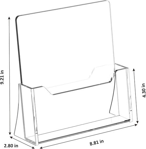Skiennix Acrylic Brochure Holder - Clear 8.5 x 11 Inch Display Stand | 2-Pack for Pamphlets & Magazines
