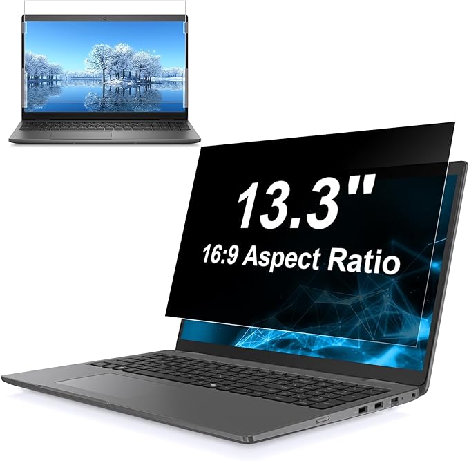 Hoktods 13.3 Inch 16:9 Laptop Privacy Screen Filter, Computer Monitor Privacy Shield, Anti Scratch Anti Spy Anti Glare Blue Light Screen Protector