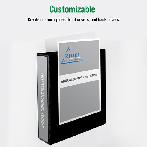 Office Essentials 3-Ring Binders - 2" Round Rings, 375-Sheet Capacity, Black | 4-Pack