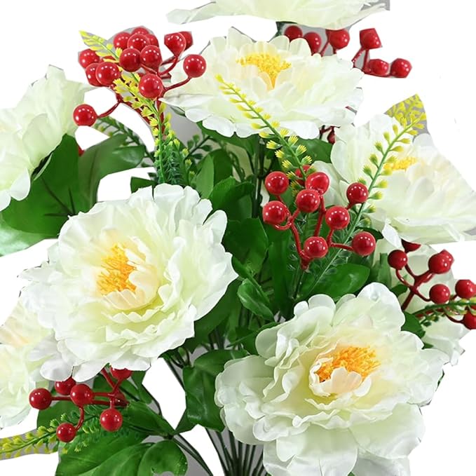 2 Packs Peonies Artificial Flowers Vintage Faux Peony Bouquet Fake Flower Arrangements for Vase Table Centerpiece Wedding Party Decoration Indoor Home Decor 2025