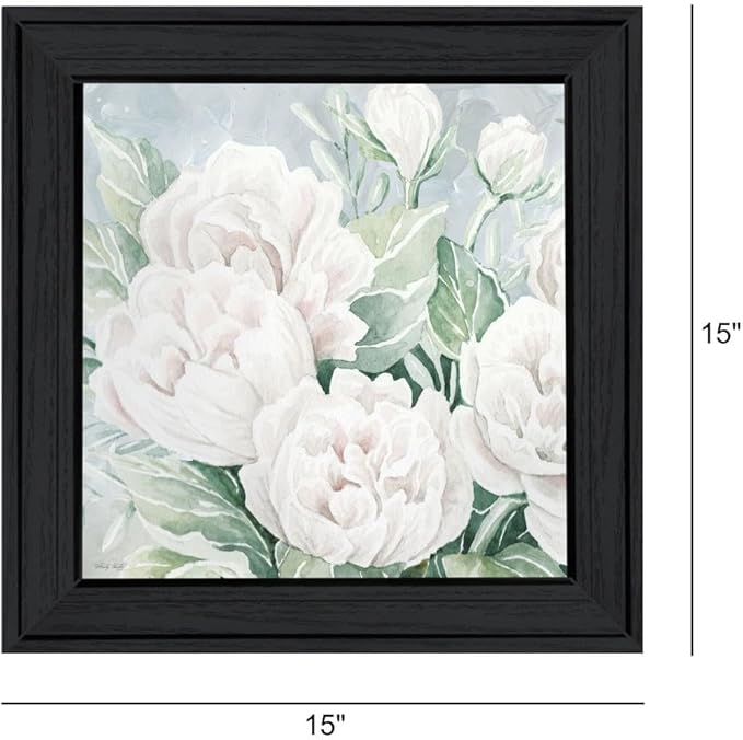 Trendy Decor 4U CIN3002-405 Peaceful Peonies In Full Bloom Wall Art By Cindy Jacobs - Classic Floral 15" H x 15" W