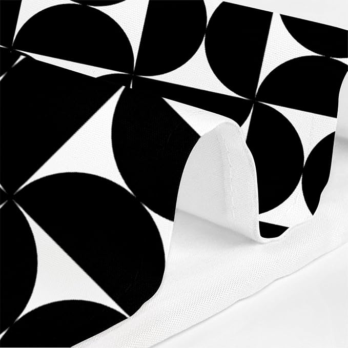 MEHOFOND Vintage Black Shower Curtain Modern Mid Century Abstract Geometric Bathroom Curtain Boho Retro Classic Bathtub Decor Fabric Waterproof Bath Curtain with 12 Hook 72x72 Inch