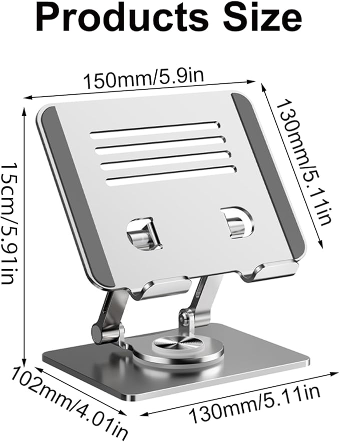 Ywmsfl Tablet Holder Stand 360 Degree Rotatable Portable Foldable Desktop Bracket for Tablet Laptop Desktop Holder Secure Desk Mount