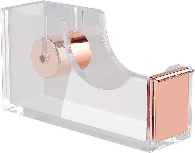 KIDMEN Rosegold Desk Accessory Kit,Set of Stapler, Staple Remover,1000pcs Staples,Tape Dispenser,Big Diamond Ballpoint Pen and 10pcs Binder Clips