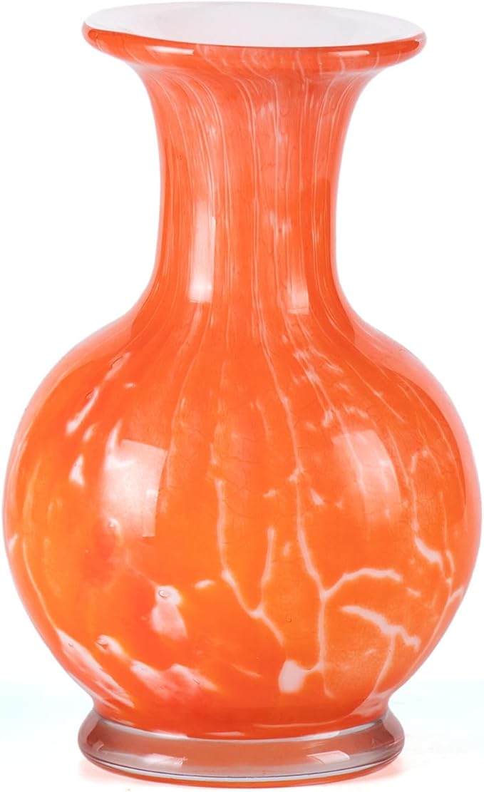 KAMMAK Colored Glass Vase, Beautiful Hand Blown Decorative Vase, Modern Art Vase for Flower Mantle Dining Table Centerpiece, Entryway Living Room Wedding Decoration, HR004