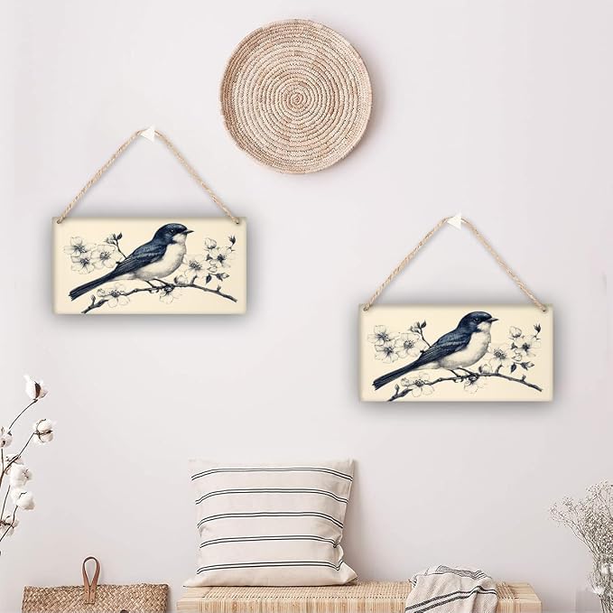 Realistic Bird Art Wooden Sign 12x6 Inch - Traditional Decor for Bird Lovers & Art Admirers, Suitable for Classic styles Living Areas