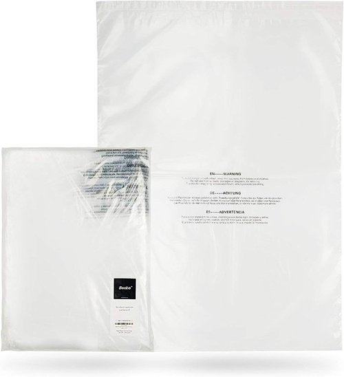 Becko US Self-Seal Clear Poly Plastic Bags - 18 X 24 Inch (100 Count) for Shipping & Packaging
