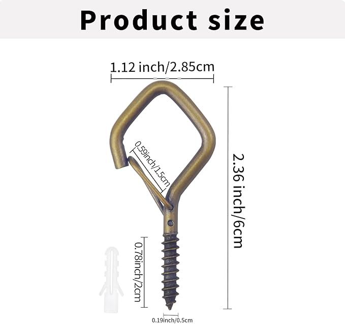 Sexoeie 20PCS Eye Screw Hooks for Hanging Heavy Duty with Safety Buckle.Metal Ceiling Hooks for Hanging Plants,Cup,Wind Chime,Bird Feeders,String Lights at Indoor&Outdoor,2.36 Inch(No Drill Bit)