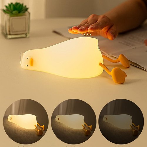 ASHATA Cute Duck Night Light - Dimmable Silicone Touch Lamp for Kids & Adults | Rechargeable Bedside Decor