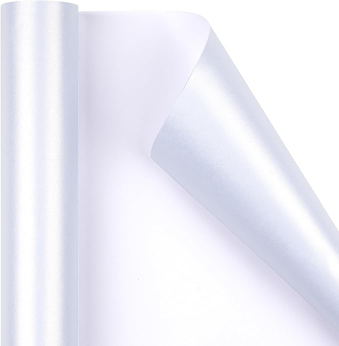 RUSPEPA White Matte Wrapping Paper - Solid Color Pearly - luster Paper Perfect for Wedding, Birthday, Christmas, Baby Shower -17 Inches X 32.8 Feet