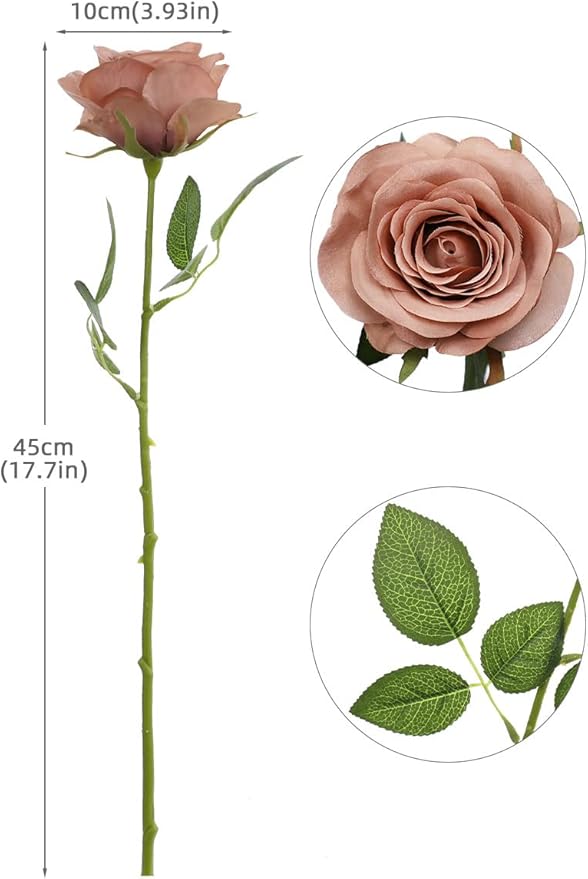 Artificial Rose Flower Artificial Flowers Flower with Long Stem Silk Roses Bouquet for Wedding Bridal Shower Party Home Decoration (Dusty Rose, 30 Pcs)