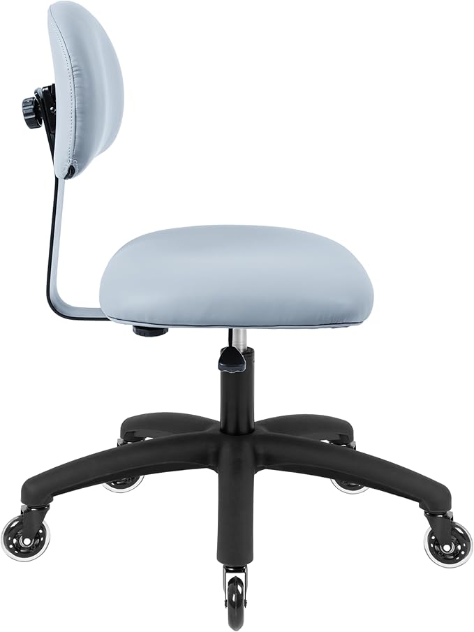Chair Master FSS Series Square seat (20"-28") seat Height Chair. Vinyl-for Office, Garage, Desk, Shop, Computer, Doctor, Medical, Easy to Clean! NO Footring (Gray, Medium, Rubber Roller Casters)