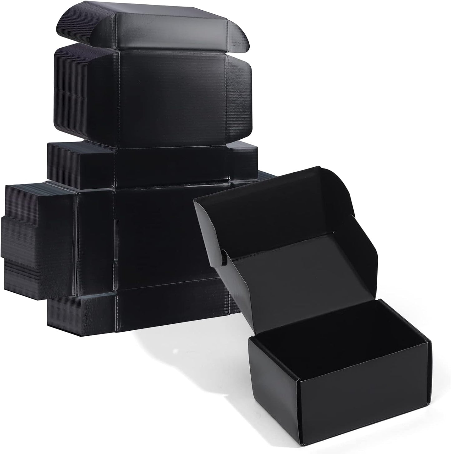 ZBEIVAN Black Small Shipping Boxes - 6x4x3 Corrugated Cardboard Mailer | 20 Pack for Gifts & Packaging