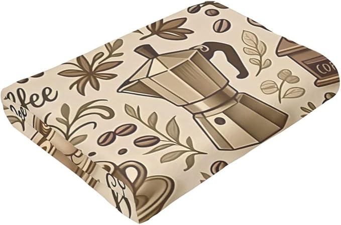 Coffee Blanket Cafe Throw Blanket Food Soft Cozy Fleece Fuzzy Stuffed Plush Flannel Gifts for Girls Women Boys Kids Adults 50"X60"
