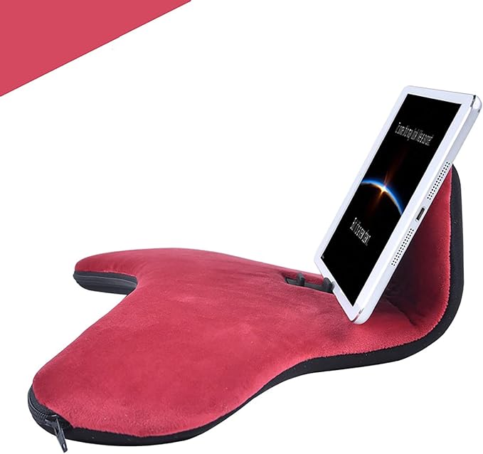 OKATOPGEAKO Pillow Cushion Multi-Angle Soft Tablet&Phone Stands, Pad Pillow Holders with Adjustable Angle Control for Pad Air, Pad Mini, Pad Pro, iPhones, Tablets, eReaders, and More (Wine Red)