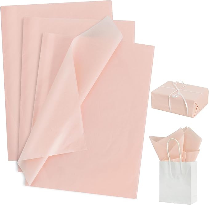 BEISHIDA 100 Sheets Grey Pink Tissue Paper Bulk, Wrapping Tissue Paper for Gift Bags, 14 x 20 Inch Gift Wrap for Birthday Wedding Graduation DIY Crafts Holiday Flowers