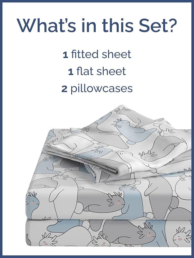 Kids Monsters Queen 4 Piece Sheet Set - Boys, Girls, Teens, Toddler - Easy Fit Deep Pockets - Breathable, Hotel Quality Bedding Sheets - Machine Washable - Wrinkle Free - Cute, Cozy, Soft - CGK Linens
