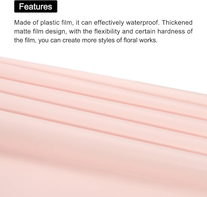 MECCANIXITY 10 Pcs Double Sided Color Flower Wrapping Paper Pink+White 22.8"x22.8" Waterproof for Florist Bouquet Supplies, DIY Crafts, Gift Box Packaging