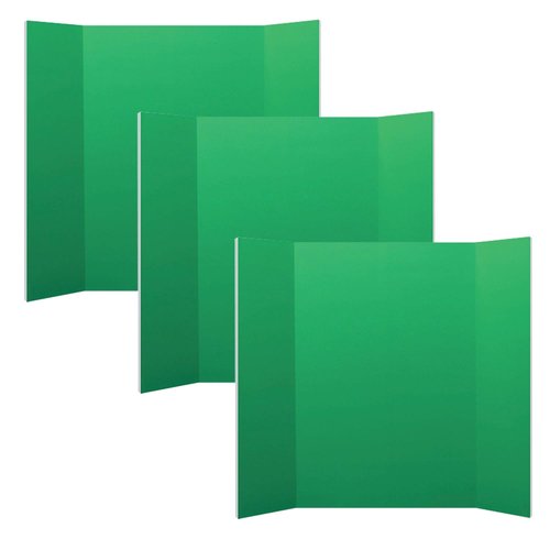 Flipside Products Foam Project Boards - 36” x 48” Green Trifold Display Boards | 3 Pack, 3/16'' Thick