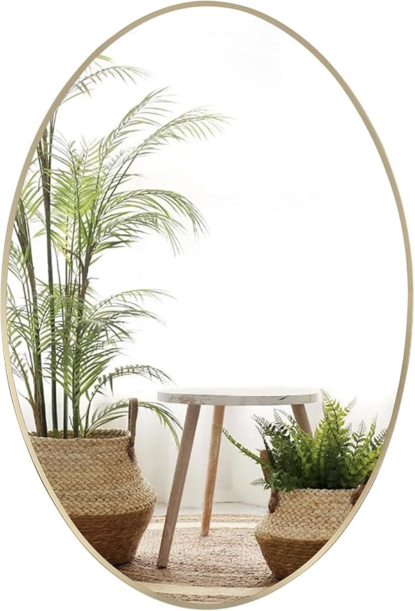 Oval Wall Mirror, 22"x30" Gold Oval Vanity Mirror, Bathroom Mirror of Metal Frame, Home Decorative Wall Mounted Mirror for Bathroom, Living Room, Entryway, Vanity