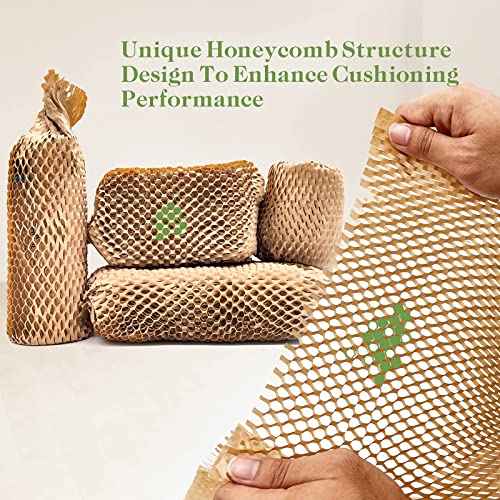 Honeycomb Packing Paper, 15" x 262' Honeycomb Cushioning Wrap Roll for Moving Shipping Packaging Gifts, Recyclable Honeycomb Paper Moving Supplies Bubble Paper Wrapping Protective Roll Khaki