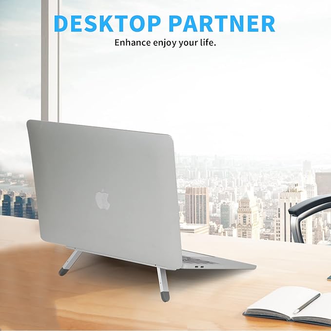 Riser for Desk,Pop up Laptop Stand,Adjustable Height Self-Adhesive Portable Laptop Stand with Feet, Extend Leg,Foldable Computer Stand for 10”-17” Models MacBook Air, Keyboard etc.