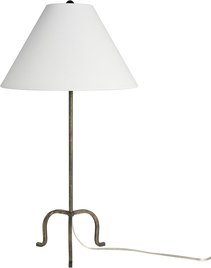 Nourison Home 28" Black Wrought Iron Heritage Metal Slim Tripod Table Lamp for Living Room, Bedroom, Bedside, Reading