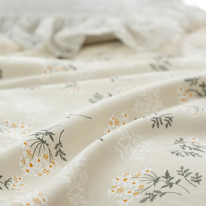 Floral Comforter Set King 3 Pieces Soft Chic Garden Style Green Floral Print Lightweight Botanical Flower Comforter Set for All Seasons 1 Comforter and 2 Pillowcases
