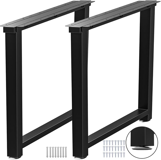 TOCRETOARE Metal Table Legs Heavy Duty, 34”H x 24”W, Metal Furniture Legs for Dining Desk Bench and Coffee Table, Industrial Black DIY Iron Bench Legs, Set of 2