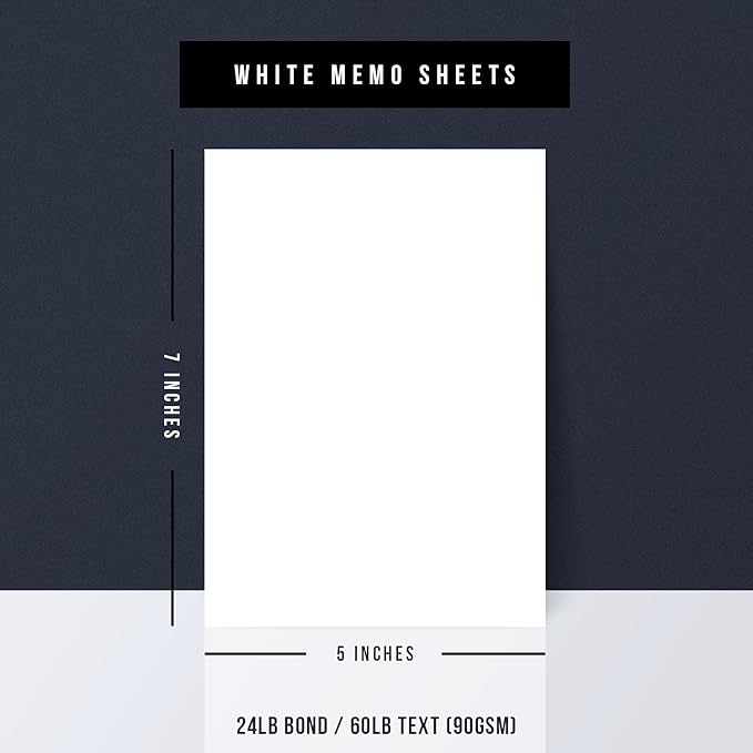 White Memo Sheets Paper – Perfect for Quick Notes, To-Do Lists and Reminders for School, Office and Business | 5 x 7 Inches | 24lb Bond / 60lb Text (90gsm) Paper | 250 Sheets per Pack