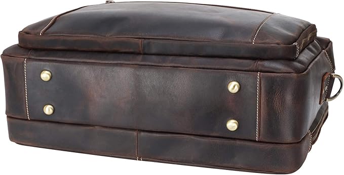 compalo Men's Solid Thick Full Grain Leather 17.3" Laptop Briefcase Classic Messenger Bag Fit Business Travel | Solid, Thick, Full Grain Leather, 17.3", Classic, Fit, Business Travel