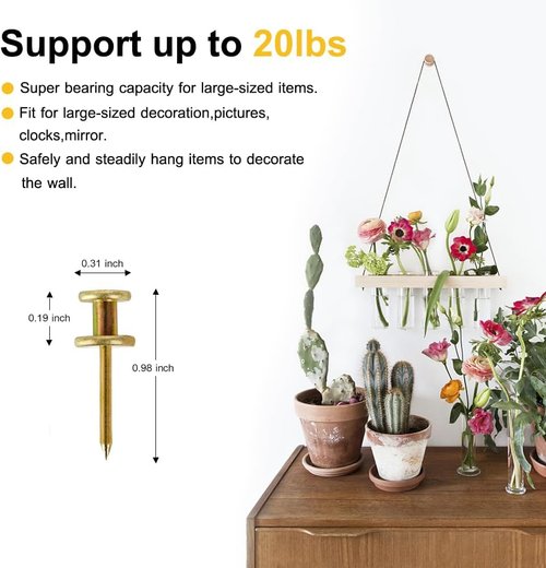 FUZANWJ Double Headed Picture Hangers - 50pcs Heavy-Duty Wall Nails for Easy Picture Hanging
