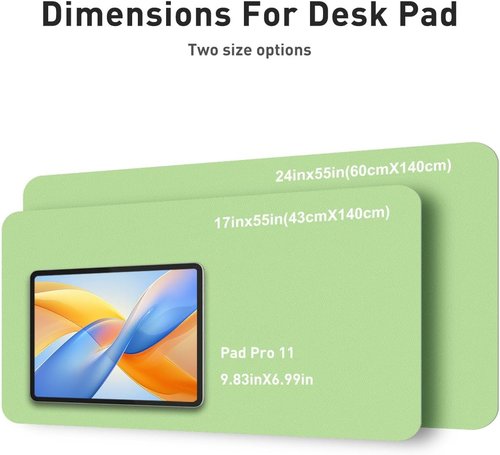 Aothia Faux Leather Desk Mat - Large Non-Slip PU Leather Blotter | Waterproof Writing Surface (Foam Green, 55" x 24")