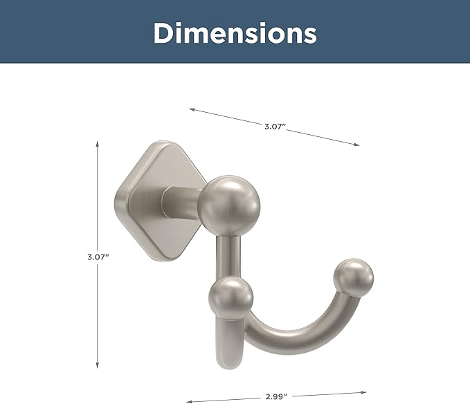 Franklin Brass Gainesville (1-Pack) Towel Hooks Satin Nickel Double Bathroom J Hooks Wall Mounted for Robes & Towels Hand Towel Hook Holder Kitchen, Bathroom Accessories GNV35-SN