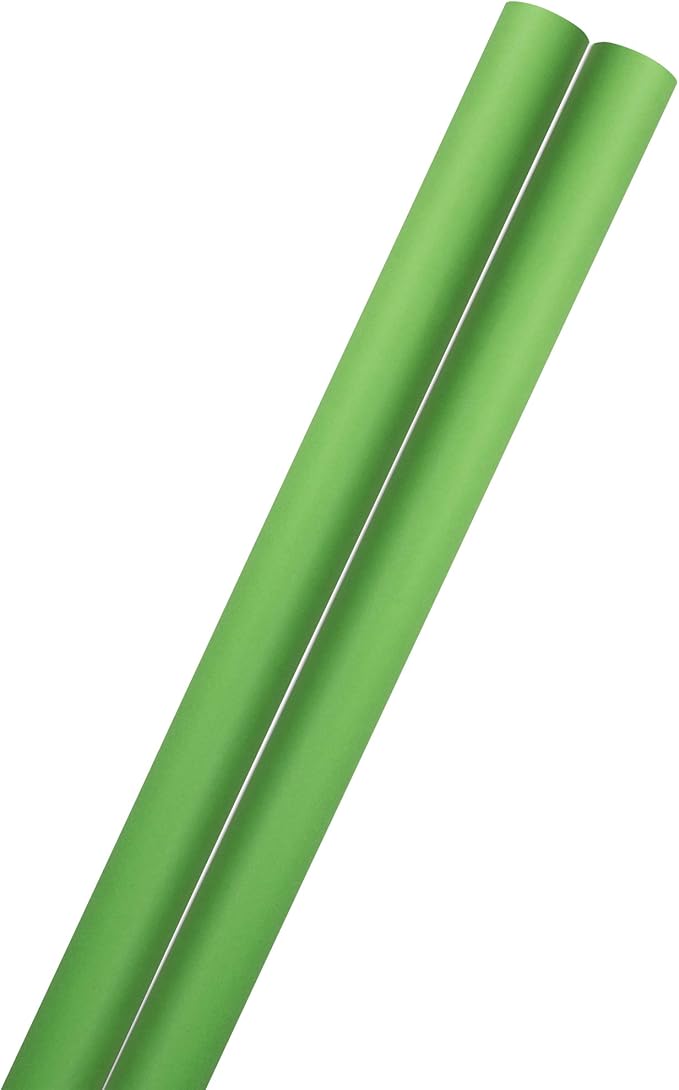 JAM Paper Gift Wrap - Matte Wrapping Paper - 50 Sq Ft Total (30 in x 10 Ft Each) - Matte Lime Green - 2 Rolls/Pack