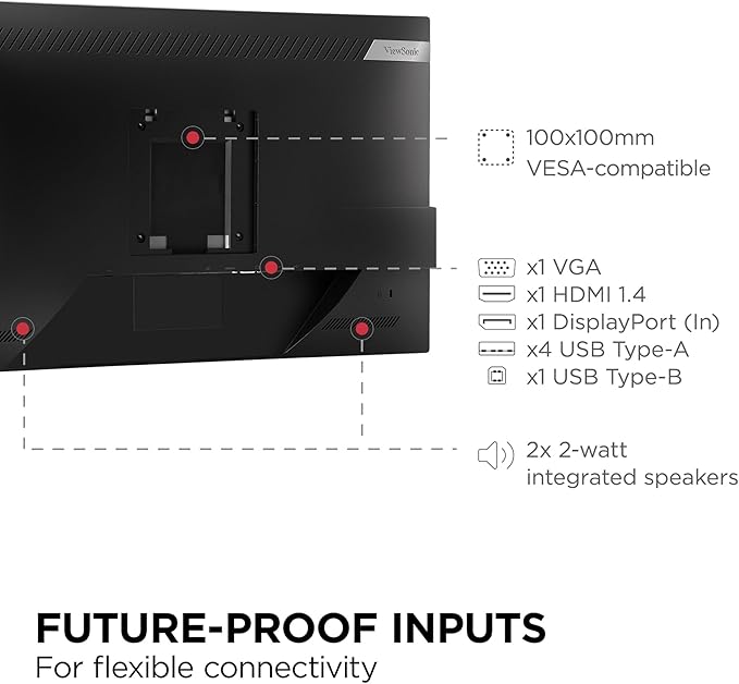ViewSonic VG2448A-2_H2 24 Inch Dual Pack Head-Only 1080p IPS Monitor with Ultra-Thin Bezels, HDMI, DisplayPort, USB, and VGA for Home and Office,Black