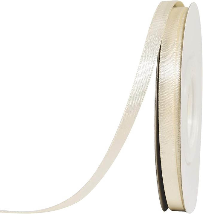 YAMA Ivory Double Face Satin Ribbon 1/4 Inch 25 Yards Ivory Cream Fabric Ribbon for Gift Wrapping Ribbons Decorations DIY Crafts Arts