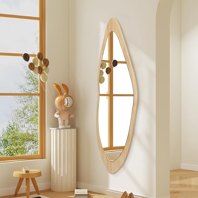 AAZZKANG Asymmetrical Large Mirrors 47"x16" Rustic Irregular Full Length Mirror Decorative Wall Mounted for Bedroom Living Room Hallway