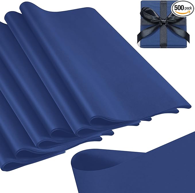 Qilery 500 Sheets Navy Blue Tissue Paper Bulk for Gift Bags 15 x 20 Inch Acid Free Packaging Wrapping Paper Sheets for Winter Hanukkah Christmas Decor DIY Crafts, Birthday Party, Shipping Packing