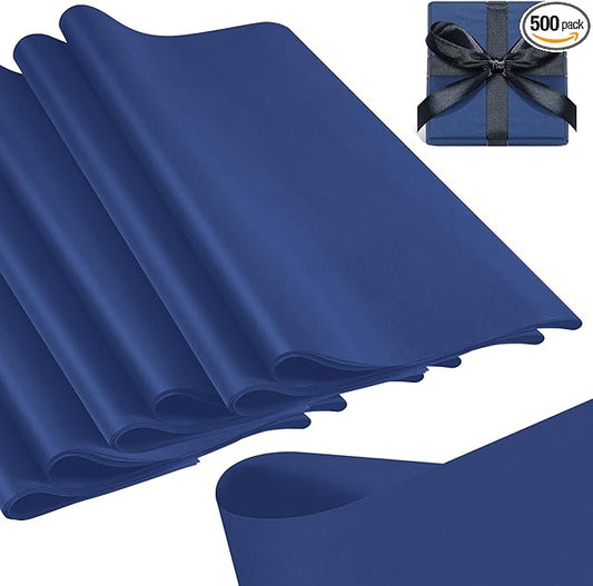 Qilery 500 Sheets Navy Blue Tissue Paper Bulk for Gift Bags 15 x 20 Inch Acid Free Packaging Wrapping Paper Sheets for Winter Hanukkah Christmas Decor DIY Crafts, Birthday Party, Shipping Packing