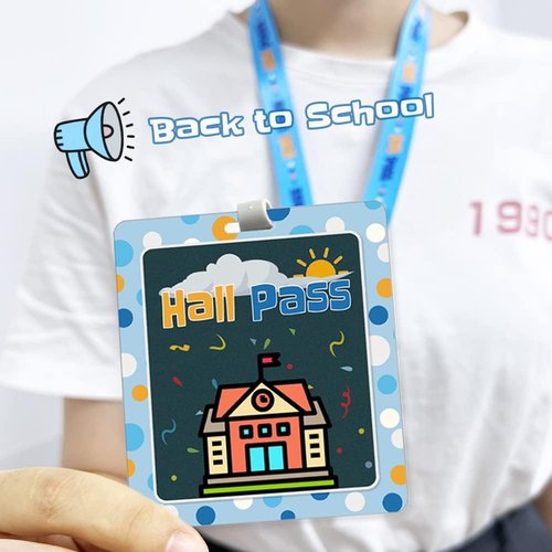 Hall Pass Lanyards - Unbreakable Classroom Passes Set for Students & Teachers | 10 Pack