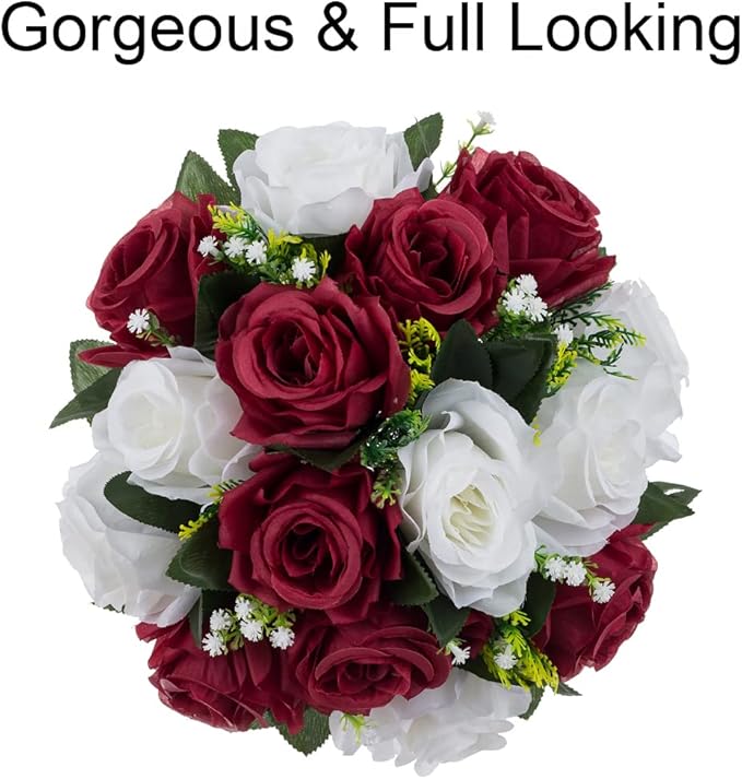 Flower Centerpieces for Wedding Tables: Wedding Table Decorations Burgundy & White Flower Balls Centerpieces for Engagement Cerebration Party Center Pieces 6 Packs